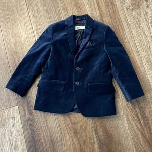 H&M Boys Size 3-4  Navy Blue Velvet Blazer